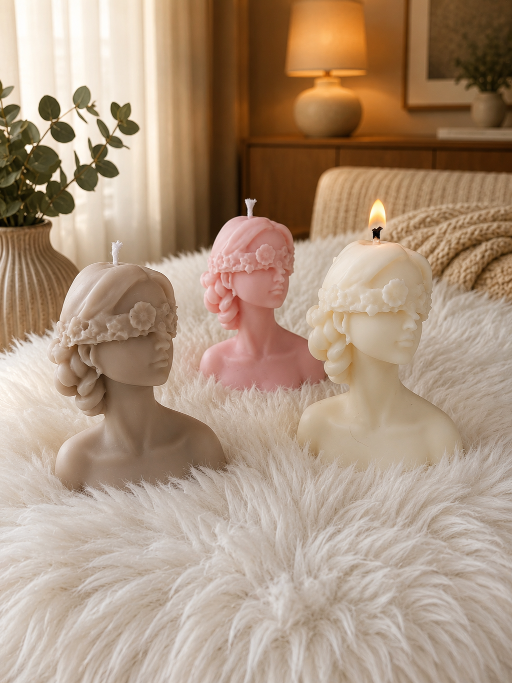 Blütenmädchen – Handgemachte Figurenkerze aus Rapswachs | Rosa, Beige & Creme